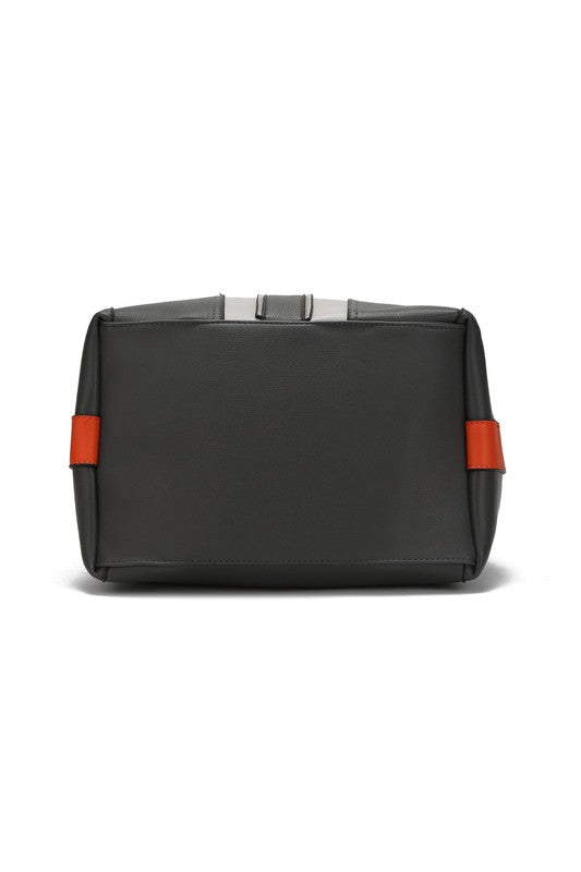 MKF Mirtha Hobo Handbag with matching wallet, featuring luxurious gold tone embellishments and spacious compartments, made from high-quality vegan leather.